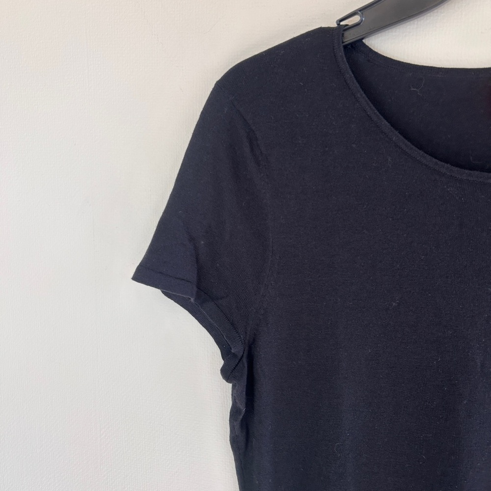 OSCAR DE LA RENTA Silk Blend Scoop Neck Tee Parisian Luxury Basic Top Size S / M - Picture 4 of 10
